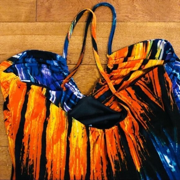 Kaleidoscope maxi dress With straps orange and blue Size L - Picture 5 of 9